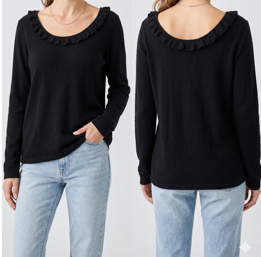 Liz Claiborne Liz Sport Black Large Rayon Blend Long Sleeve Top